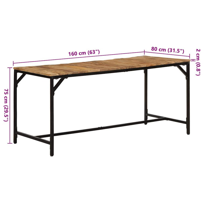 vidaXL Tavolo da Pranzo 160x80x75 cm in Legno Massello di Mango Grezzo