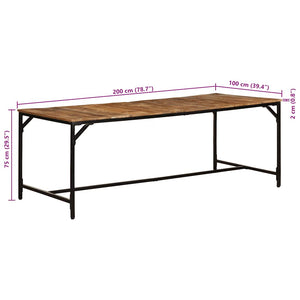 vidaXL Tavolo da Pranzo 200x100x75cm in Legno Massello di Mango Grezzo