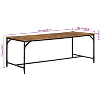 Tavolo da Pranzo 200x100x75cm in Legno Massello di Mango Grezzo 373607