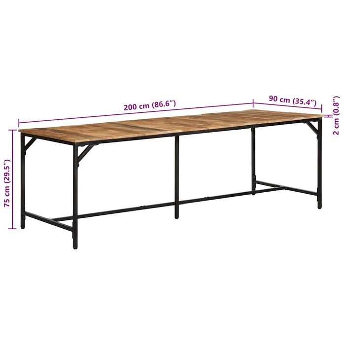 Tavolo da Pranzo 220x90x75 cm in Legno Grezzo Massello di Mango 373608