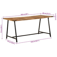 vidaXL Tavolo da Pranzo 160x80x75 cm in Legno Massello di Mango