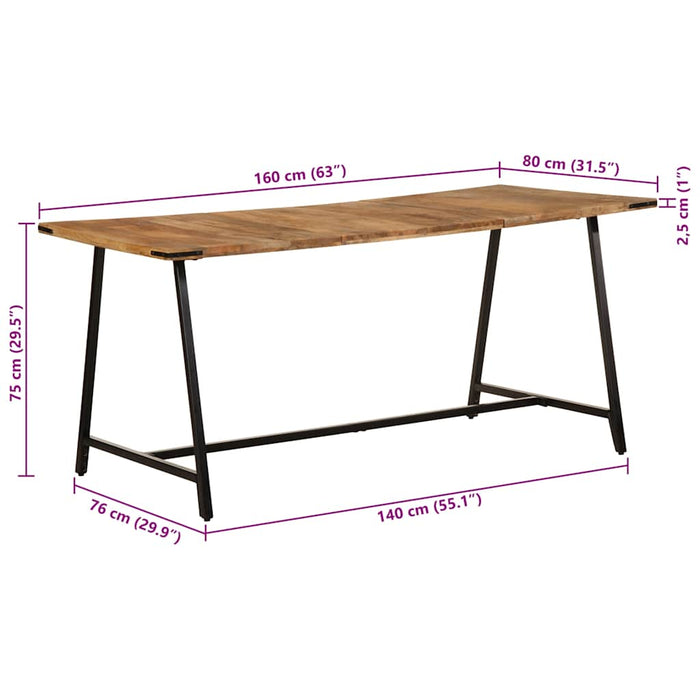 Tavolo da Pranzo 160x80x75 cm in Legno Massello di Mango 373610