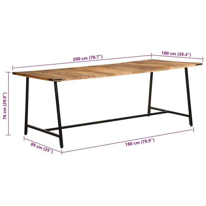 vidaXL Tavolo da Pranzo 200x100x75 cm in Legno Massello di Mango
