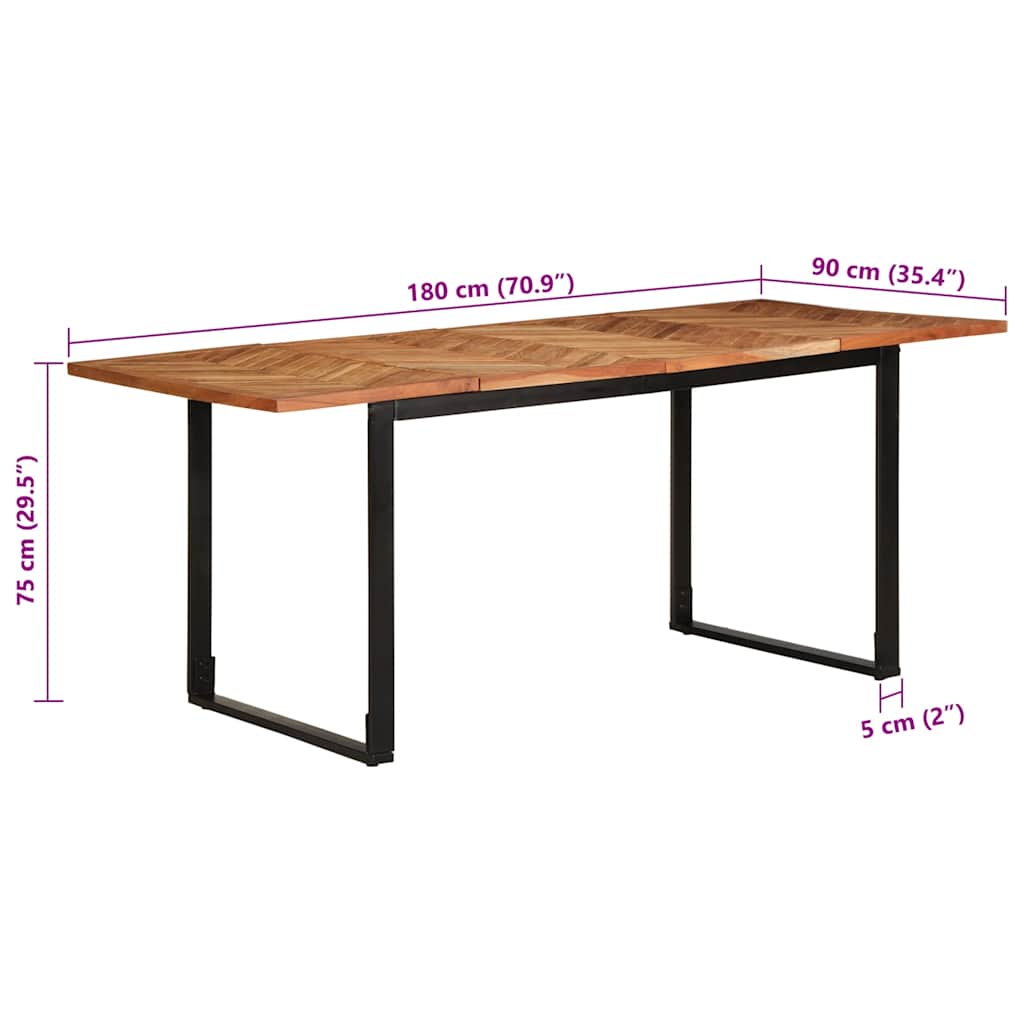 vidaXL Tavolo da Pranzo 180x90x75 cm in Legno Massello di Acacia