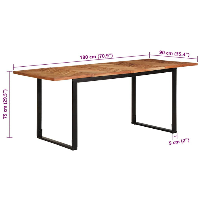 vidaXL Tavolo da Pranzo 180x90x75 cm in Legno Massello di Acacia
