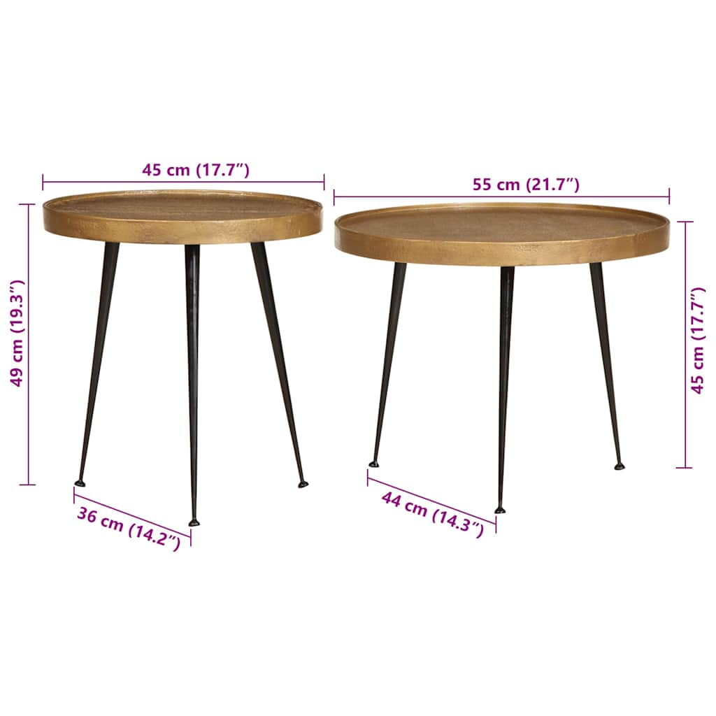 vidaXL Tavolini da Salotto 2 pz Oro in Legno Multistrato