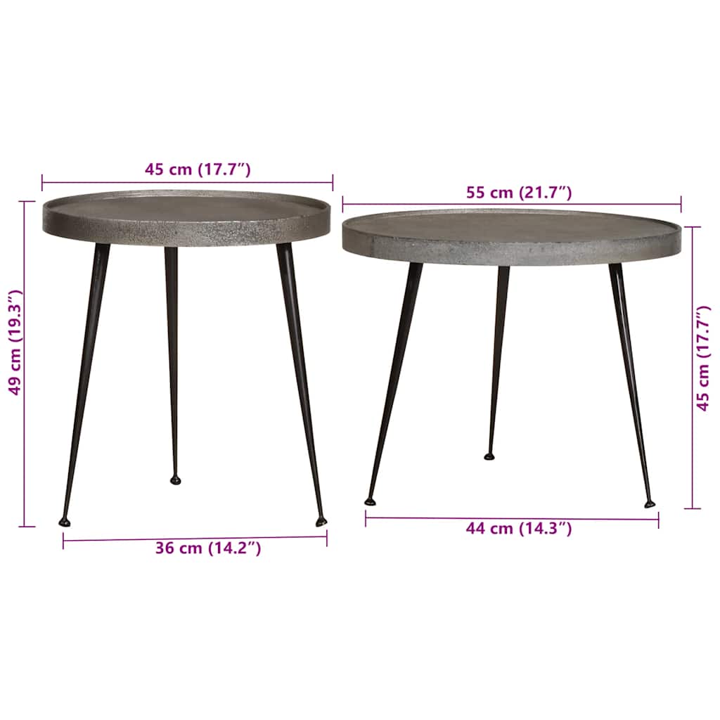 Tavolini da Salotto 2 pz Argento in Legno Multistrato 373638