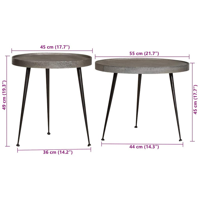 Tavolini da Salotto 2 pz Argento in Legno Multistrato 373638