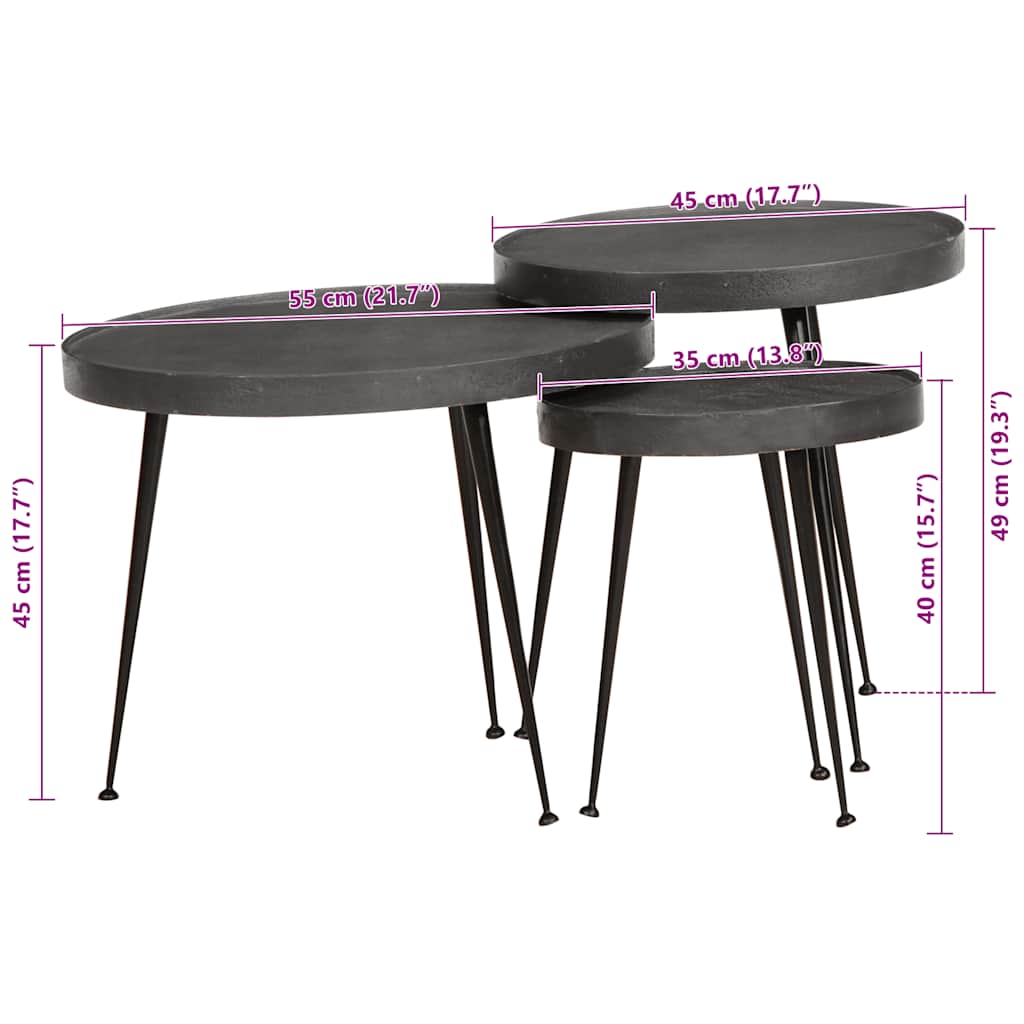 Tavolini da Salotto 3 pz Neri in Legno Multistrato 373639