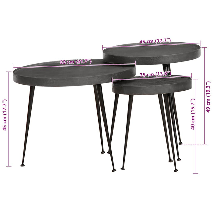 Tavolini da Salotto 3 pz Neri in Legno Multistrato 373639