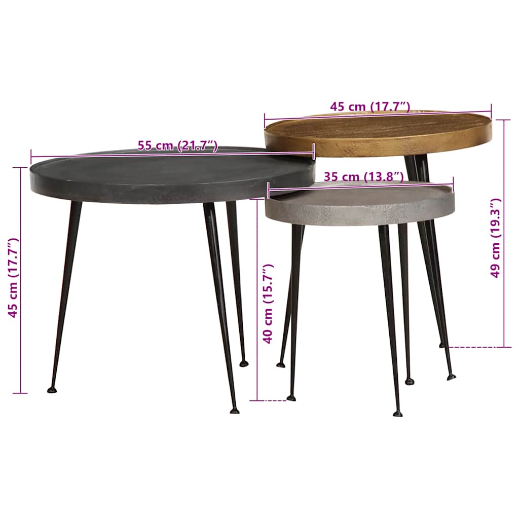 Tavolini da Salotto 3 pz Multicolorein Legno Multistrato 373642