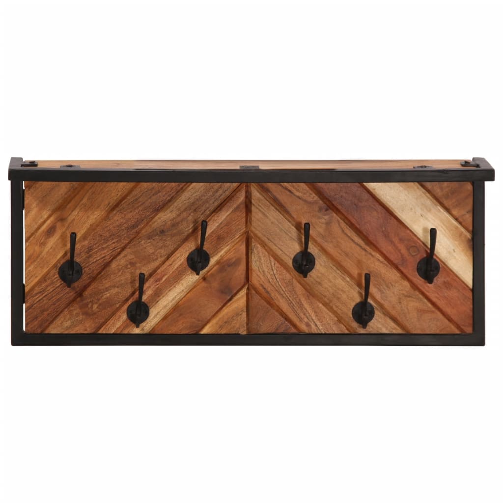 Appendiabiti da Parete con 6 Ganci in Legno Massello di Acacia 376048