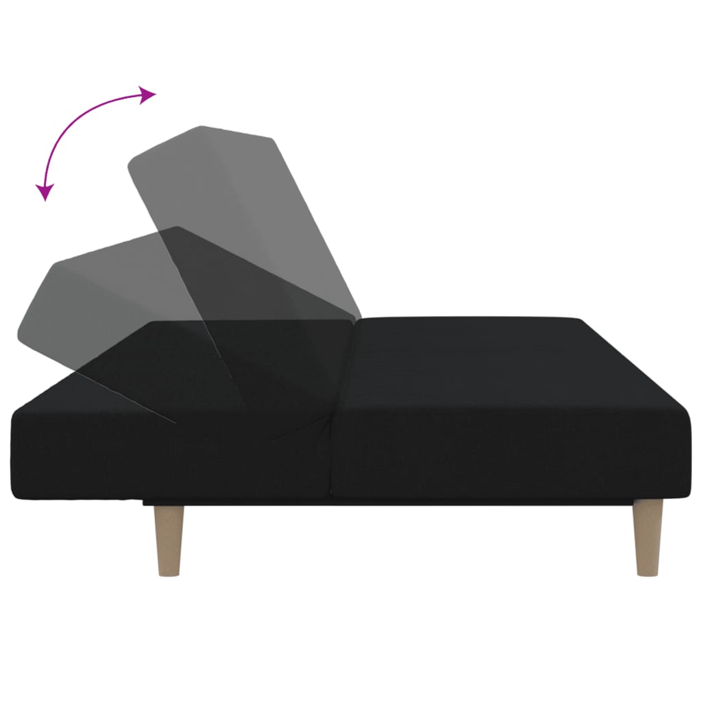 Divano Letto a 2 Posti-Sofa Letto 2 Posti-Daybed Nero in Tessuto 346334