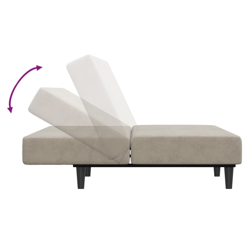 Divano Letto a 2 Posti-Sofa Letto 2 Posti-Daybed Grigio Chiaro in Velluto 520191