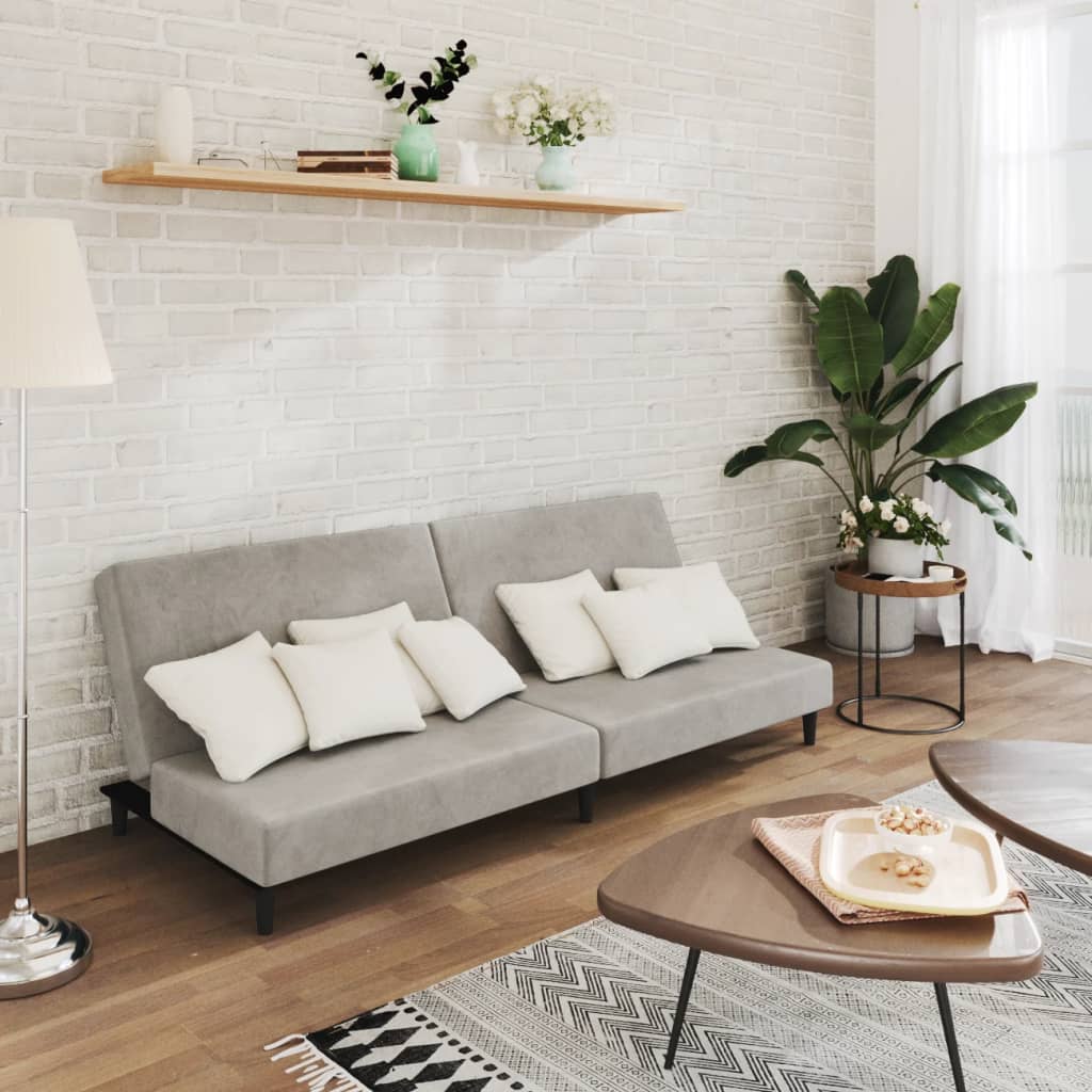 Divano Letto a 2 Posti-Sofa Letto 2 Posti-Daybed Grigio Chiaro in Velluto 520191