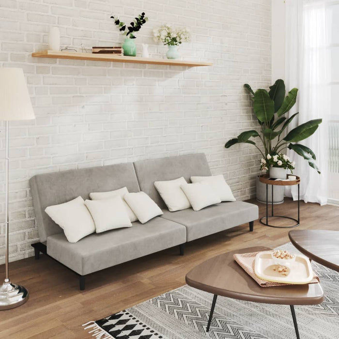 Divano Letto a 2 Posti-Sofa Letto 2 Posti-Daybed Grigio Chiaro in Velluto 520191
