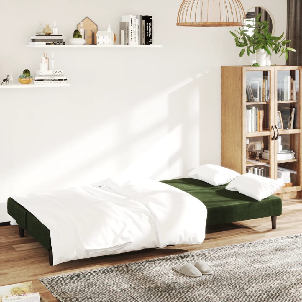 Divano Letto a 2 Posti-Sofa Letto 2 Posti-Daybed Verde Scuro in Velluto 745512