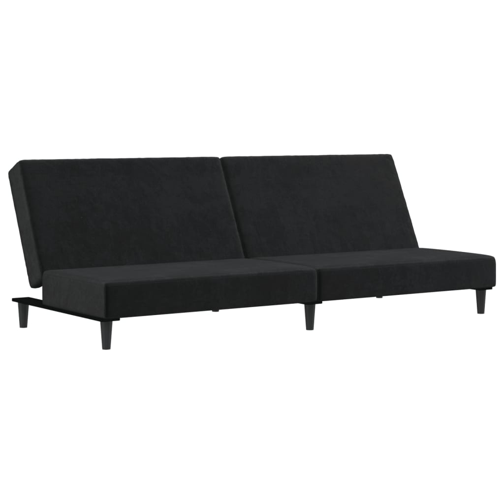 Divano Letto a 2 Posti-Sofa Letto 2 Posti-Daybed Nero in Velluto 615604