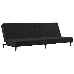 Divano Letto a 2 Posti-Sofa Letto 2 Posti-Daybed Nero in Velluto 615604