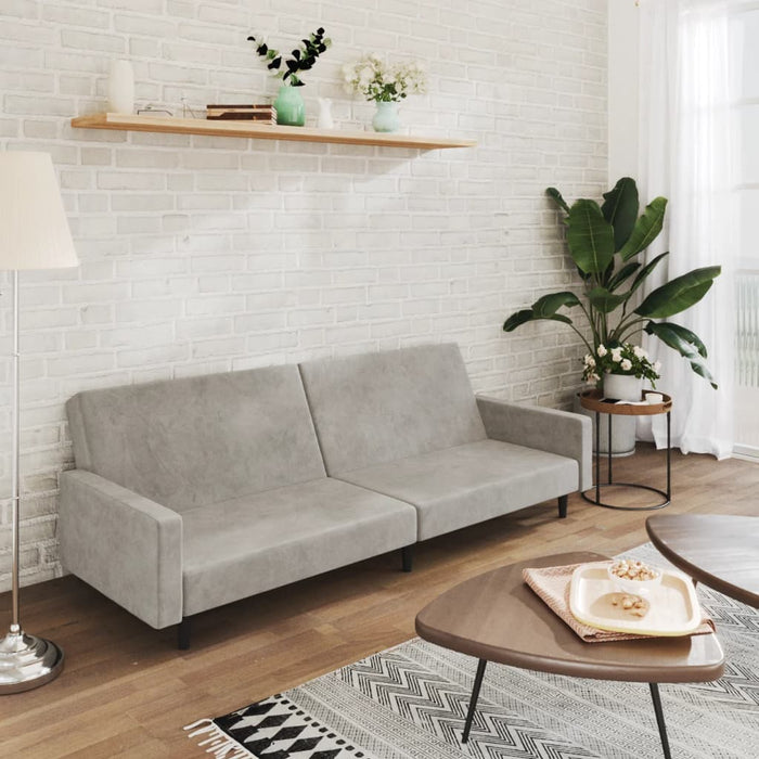 Divano Letto a 2 Posti-Sofa Letto 2 Posti-Daybed Grigio Chiaro in Velluto 410403