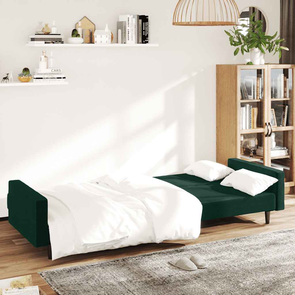 Divano Letto a 2 Posti-Sofa Letto 2 Posti-Daybed Verde Scuro in Velluto 565137