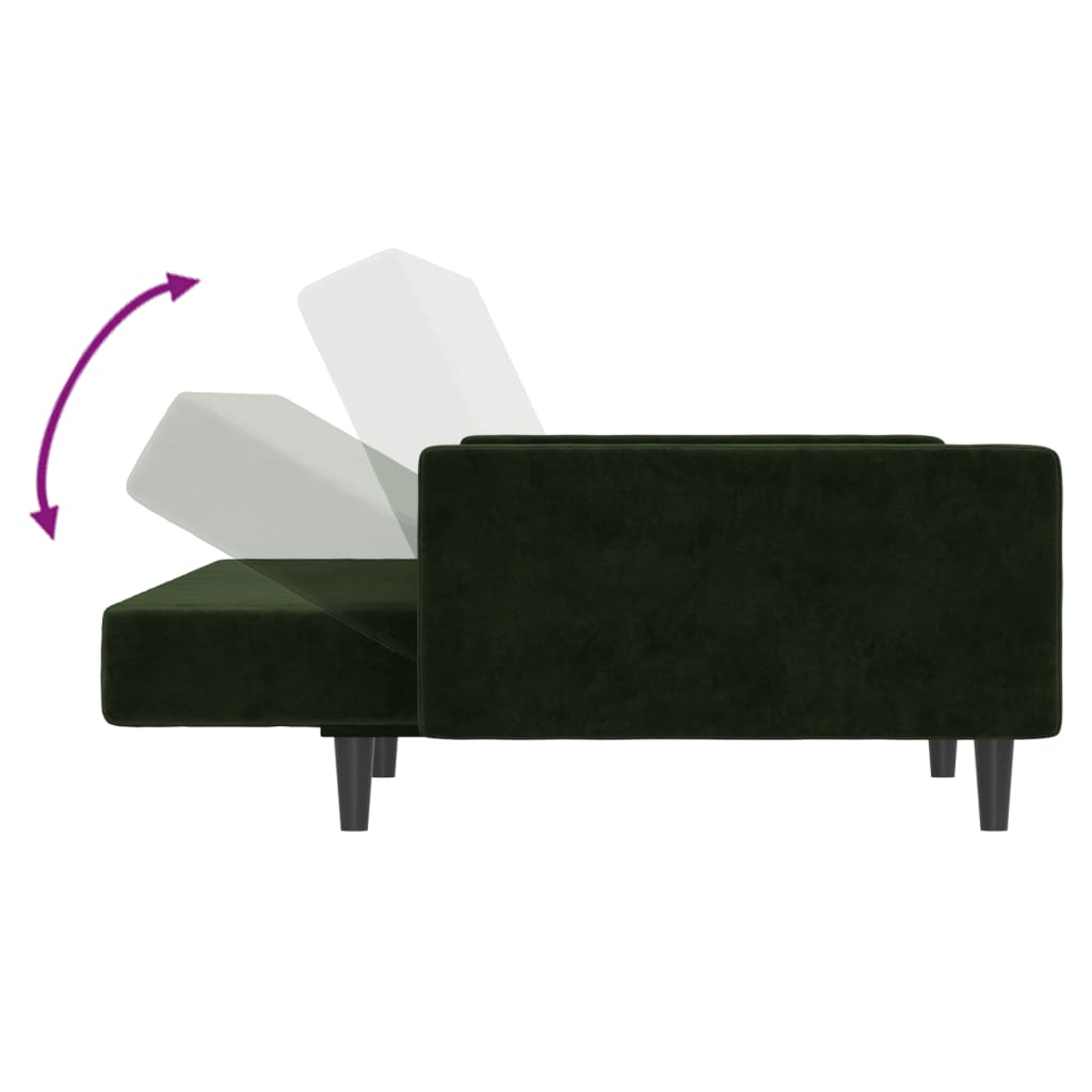 Divano Letto a 2 Posti-Sofa Letto 2 Posti-Daybed Verde Scuro in Velluto 565137