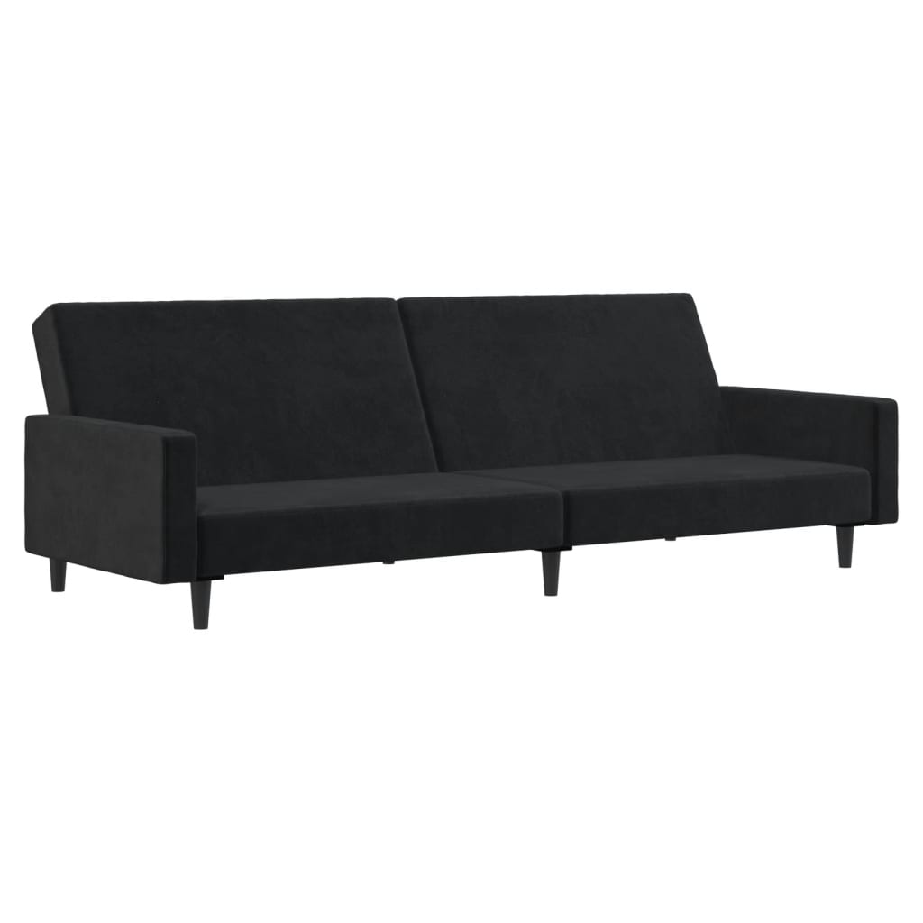 Divano Letto a 2 Posti-Sofa Letto 2 Posti-Daybed Nero in Velluto 377714