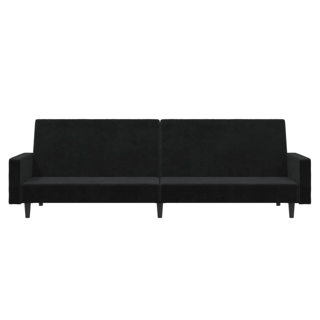 Divano Letto a 2 Posti-Sofa Letto 2 Posti-Daybed Nero in Velluto 377714