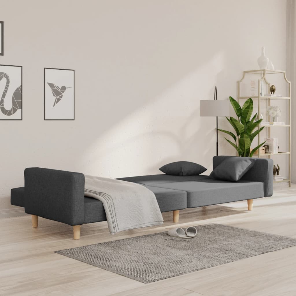 Divano Letto a 2 Posti con 2 Cuscini-Sofa Letto 2 Posti-Daybed Grigio Chiaro in Tessuto 706866