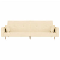 Divano Letto a 2 Posti con 2 Cuscini Crema in Tessuto 375744