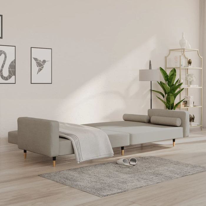 Divano Letto a 2 Posti con 2 Cuscini-Sofa Letto 2 Posti-Daybed Grigio Chiaro in Velluto 830730