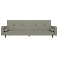 Divano Letto a 2 Posti con 2 Cuscini Grigio Chiaro in Velluto 375749