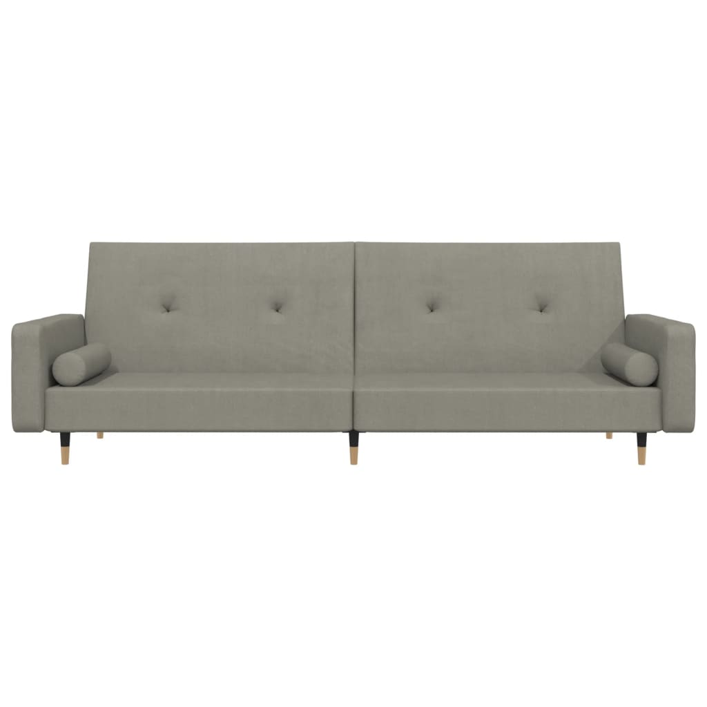 Divano Letto a 2 Posti con 2 Cuscini Grigio Chiaro in Velluto