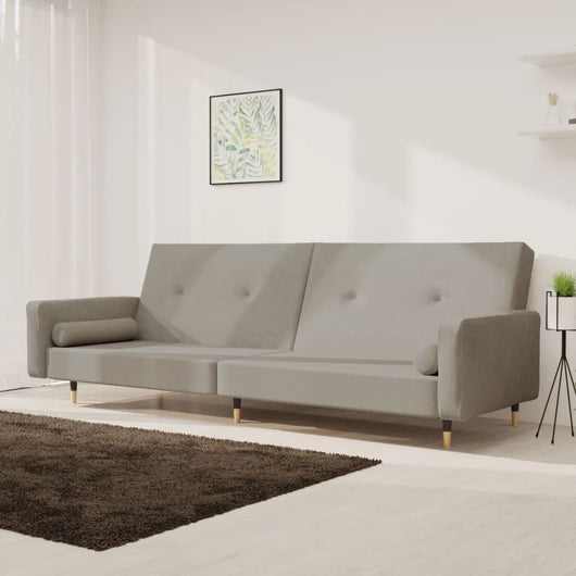 Divano Letto a 2 Posti con 2 Cuscini-Sofa Letto 2 Posti-Daybed Grigio Chiaro in Velluto 830730