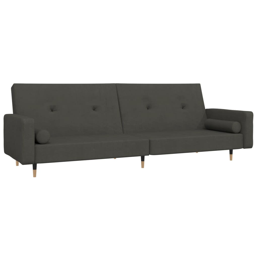 Divano Letto a 2 Posti con 2 Cuscini-Sofa Letto 2 Posti-Daybed Grigio Scuro in Velluto 346253