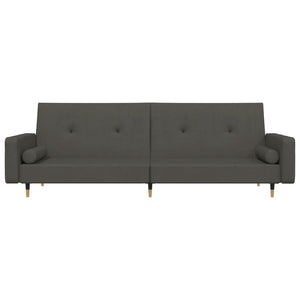Divano Letto a 2 Posti con 2 Cuscini Grigio Scuro in Velluto 375750