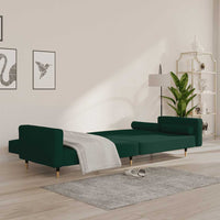 Divano Letto a 2 Posti con 2 Cuscini-Sofa Letto 2 Posti-Daybed Verde Scuro in Velluto 297371