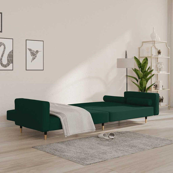 Divano Letto a 2 Posti con 2 Cuscini-Sofa Letto 2 Posti-Daybed Verde Scuro in Velluto 297371