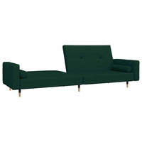 Divano Letto a 2 Posti con 2 Cuscini-Sofa Letto 2 Posti-Daybed Verde Scuro in Velluto 297371