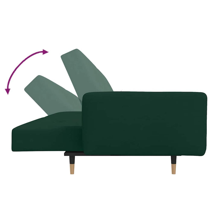 Divano Letto a 2 Posti con 2 Cuscini-Sofa Letto 2 Posti-Daybed Verde Scuro in Velluto 297371