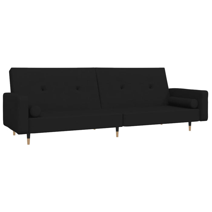 Divano Letto a 2 Posti con 2 Cuscini-Sofa Letto 2 Posti-Daybed Nero in Velluto 338294