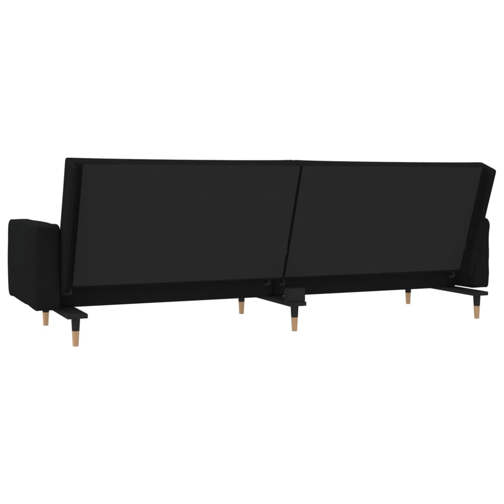 Divano Letto a 2 Posti con 2 Cuscini-Sofa Letto 2 Posti-Daybed Nero in Velluto 338294