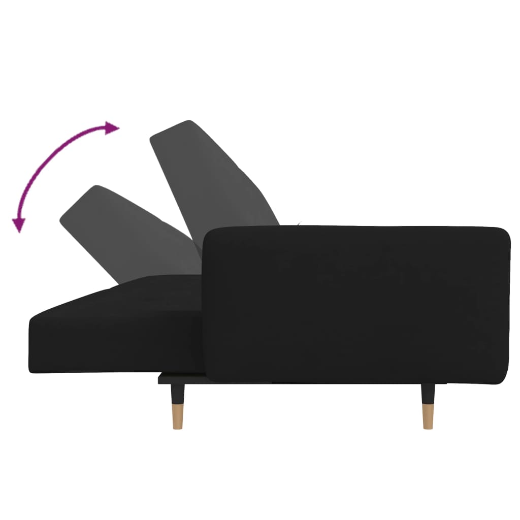 Divano Letto a 2 Posti con 2 Cuscini-Sofa Letto 2 Posti-Daybed Nero in Velluto 338294