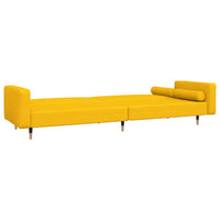 Divano Letto a 2 Posti con 2 Cuscini Giallo in Velluto 375753