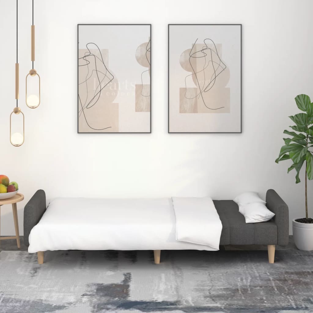 Divano Letto a 2 Posti Grigio Scuro in Tessuto 375759