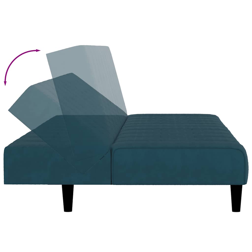 Divano Letto a 2 Posti-Sofa Letto 2 Posti-Daybed Blu in Velluto 204820