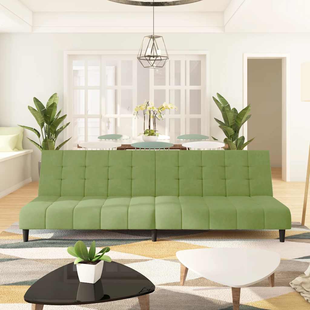 Divano Letto a 2 Posti-Sofa Letto 2 Posti-Daybed Verde Chiaro in Velluto 619244