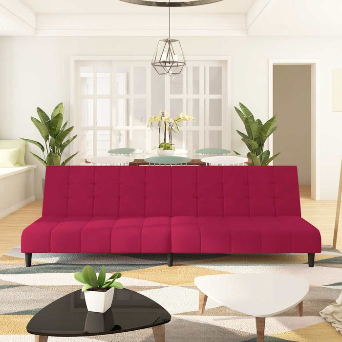 Divano Letto a 2 Posti-Sofa Letto 2 Posti-Daybed Rosso Vino in Velluto 236440