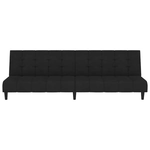 Divano Letto a 2 Posti Nero in Velluto
