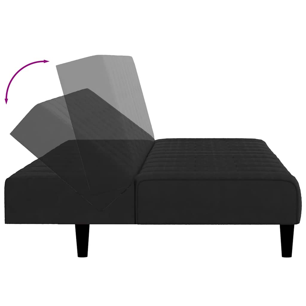 Divano Letto a 2 Posti-Sofa Letto 2 Posti-Daybed Nero in Velluto 832479